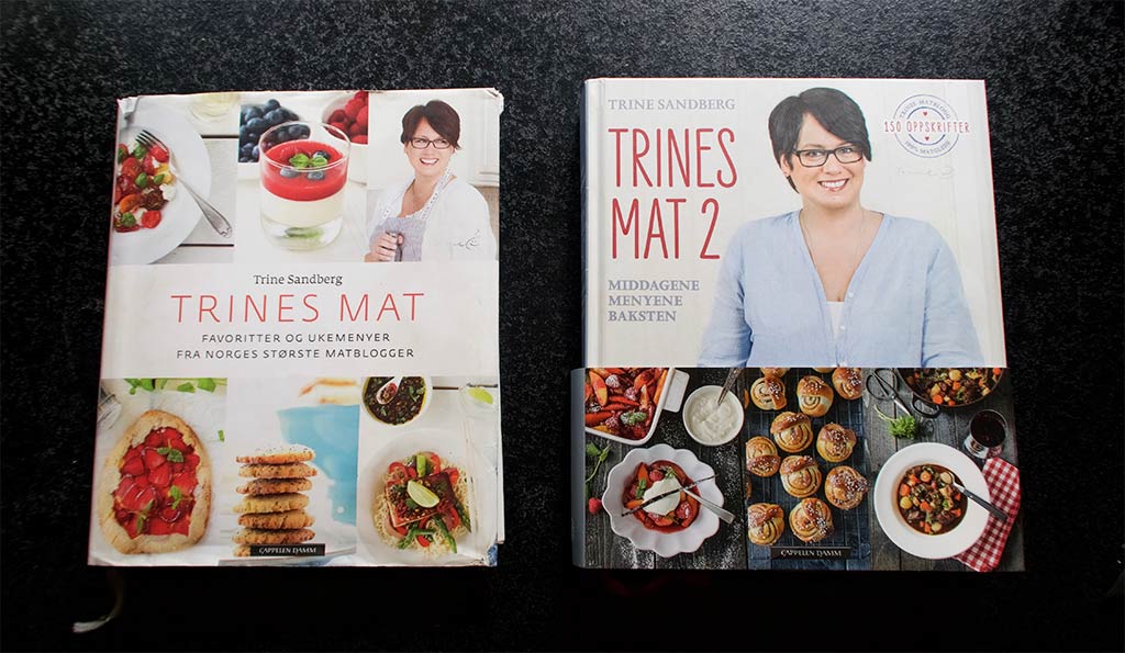 De to første bøkene til Trine Sandberg bak Trines Matblogg. Begge ble bestselgere. FOTO: ROBERT W. SHAW, INKUBATOREN.NO